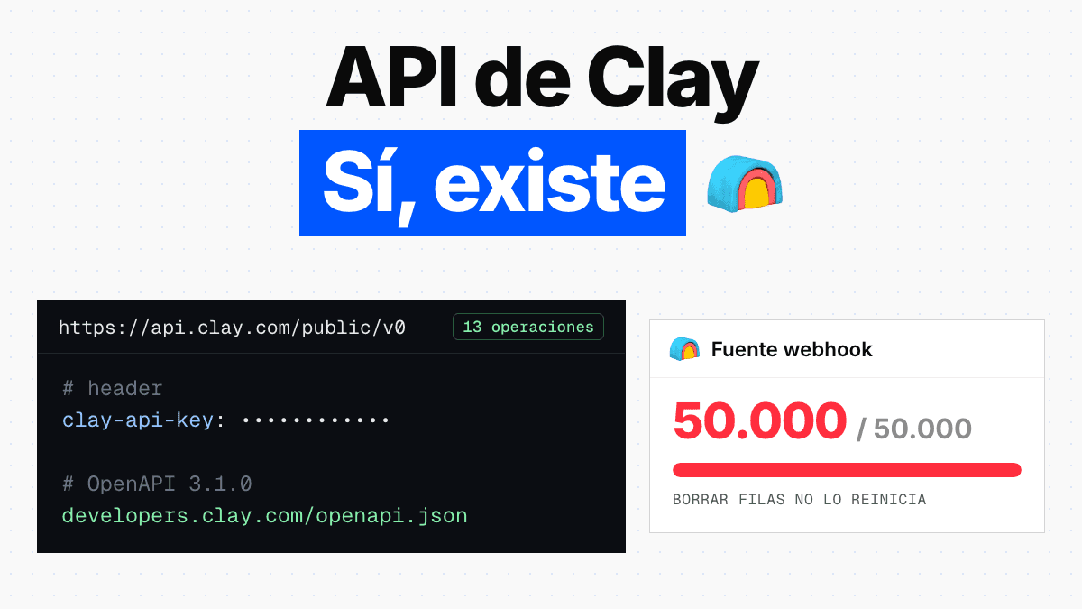 La API de Clay y sus integraciones: qué entra, qué sale y qué se monta a mano