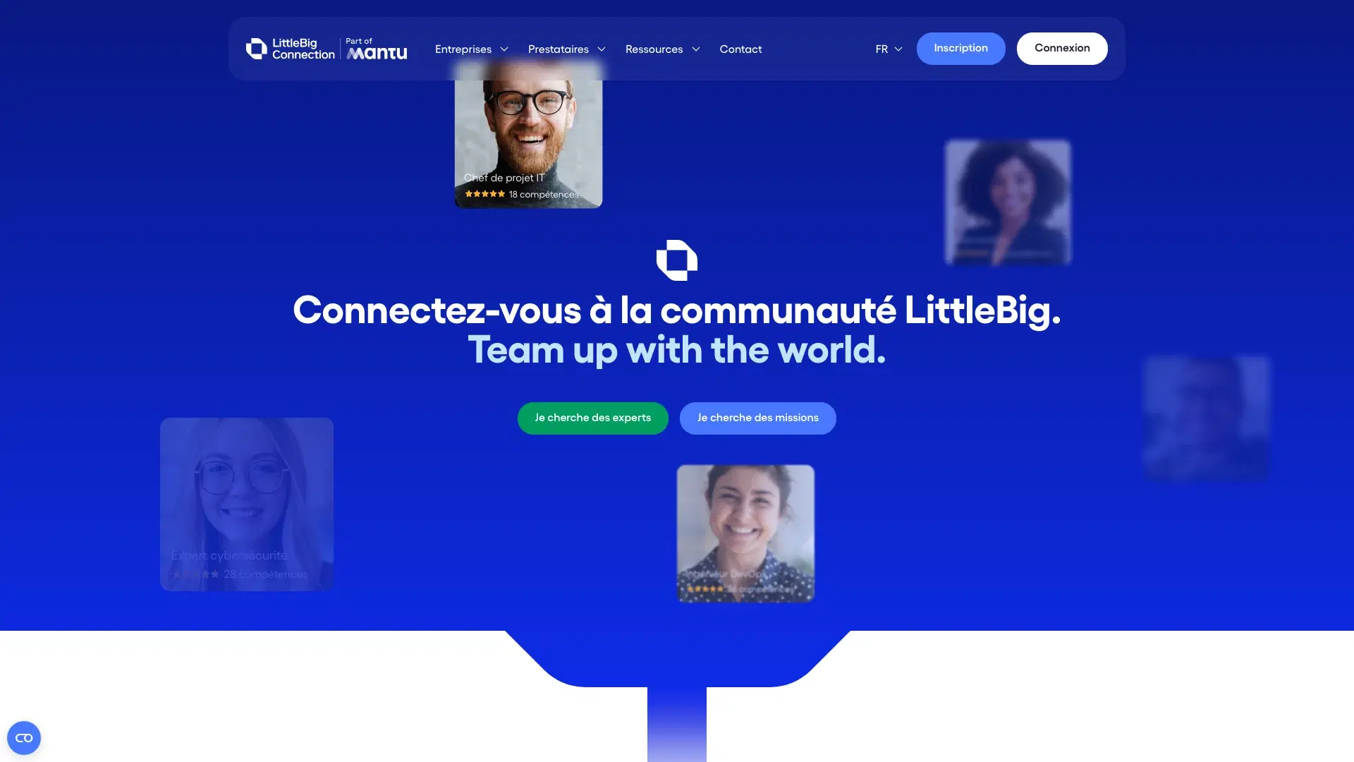 Page d'accueil de LittleBig Connection, plateforme freelance du groupe Mantu